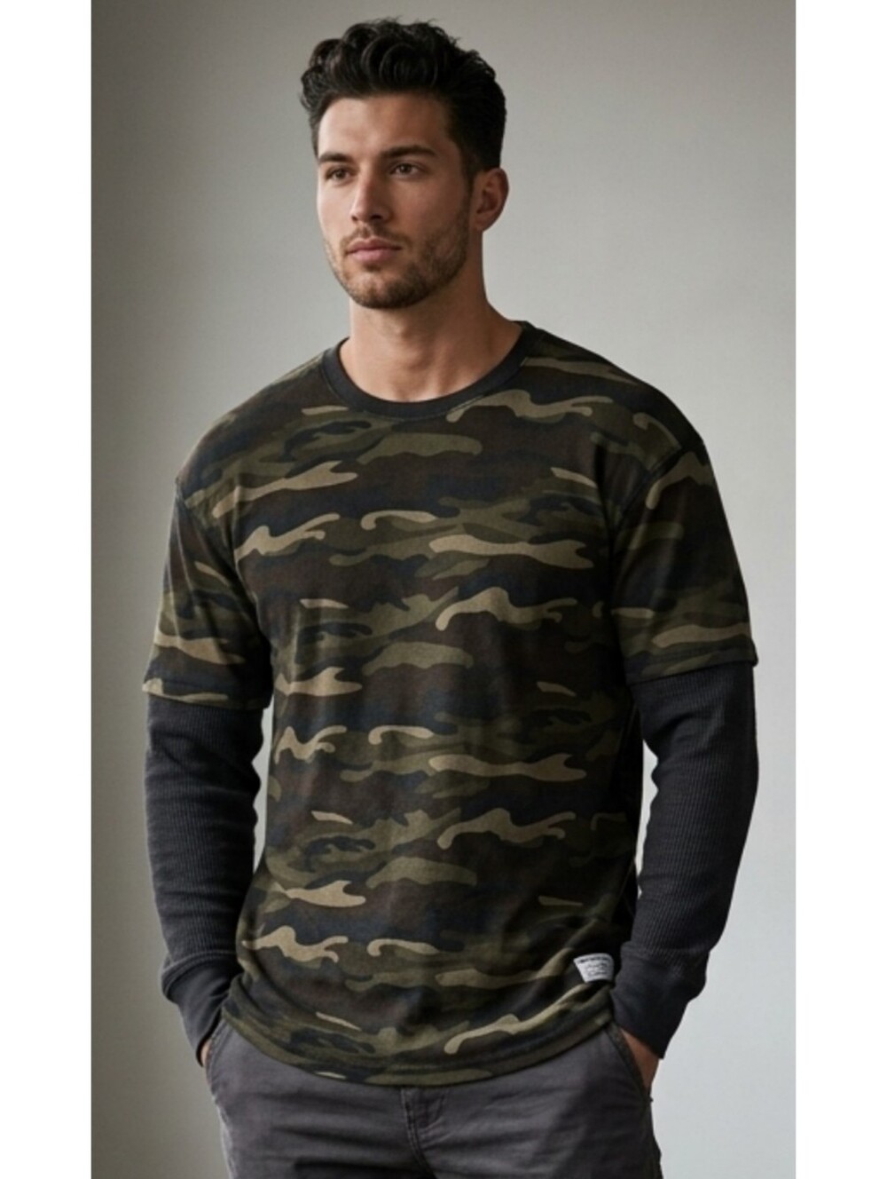 Premier International Men's Long Sleeve Camouflage Thermal Shirt